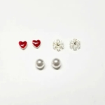 ピアス 3点セット ハート パール 小さめ ピアス 樹脂ピアス 変更可 ピアス