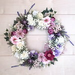 No.wreath-15174 ★ガーベラとラナンキュラスのリース（春のリース） 45cm・アートフラワー/造花リース/大型リース