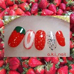 No363/ジェルネイルチップ☆付け爪～イチゴ～フルーツ