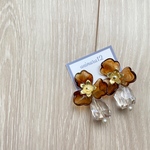 brown flower×clear stone❤︎（イヤリング変更可能）
