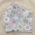 立体マスク （通年）北欧柄 フラワーガーデン グレー