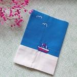 ブックカバー 船 刺繍