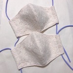 少し大きめ♪　肌色系の立体マスク　Wガーゼ＆レースの花柄不織布入り　２枚セット