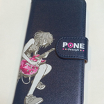 手帳型スマホケース GuitarGirlPink迷彩