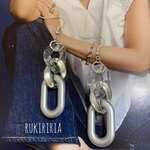 RUKIRIRIA #473 シルバー×クリアチェーンピアス  大ぶりピアス 大ぶりイヤリング 