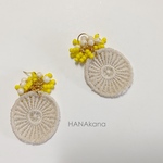 ✳︎goen 5円玉 coffee染めレースのビタミンイエローピアス&イヤリング✳︎10点限定販売✳︎HANAkana  