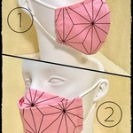 【和柄】かわいいピンク麻の葉の立体マスク♪ 形は２タイプ選択 ★Ｓ～Ｌサイズ★【受注生産】