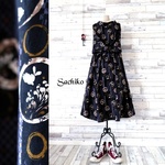 morning sale11迄❤️ｽﾀｼﾞｵﾅﾅﾝ❤️涼しい着用 ワンピース【うさぎさん】コットンシーチング::ブラックベース