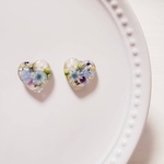 flower blue ハート　イヤリング　ピアス