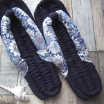 布ぞうり：hanayoubi406さまご予約品＊再販dark blue24.5cm/flower garden blue