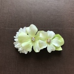 ポンポン菊とお花のバレッタ