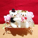 ウェディングくまさん🐻💕ホワイトソファー(羊毛フェルトぬいぐるみ)