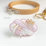 刺繍ブローチ＊くもり時々あめ(ピンク)