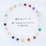 【大人気】幸せの誕生石スタッドピアス（４ｍｍ）＊14KGF＊