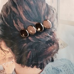 レトロボタン　ヘアクリップ　ブラウン系