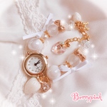 Berrypink♡苺とリボンのブレスレットウォッチ♡腕時計♡ホワイト