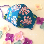 紫陽花柄の大人用立体マスク(ワイドサイズ)