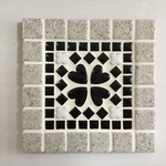 タイルの鍋敷：つぶつぶホワイト＆ブラックハート