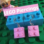 LEGOピアス/イヤリング(ピンクスクエア)