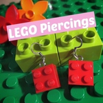 LEGOピアス/イヤリング(レッドスクエア)