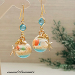 海シリーズ　天然星砂と沖縄産貝殻のピアス【ゴールド】