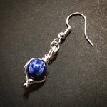 《ラピスラズリ》SILVER999ワイヤーアートピアス《受注製作》