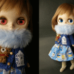 くま太郎・ブライス洋服★ブルーほわほわ鳥かごセット★