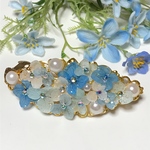 【再販】紫陽花の綺麗なバレッタ（ブルー）／紫陽花／フラワー