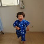 SALE!!男の子甚平 ☆お揃いの夏用マスクとセットでお買い得!!サイズ90   恐竜柄   サラッと涼しい♪夏のパジャマに♪部屋着に♪ 