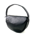 本革　半月ハンドバッグ　黒　Half-moon leather shoulder bag black