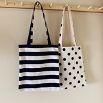 シンプル　トートバッグ　水玉×ホワイト