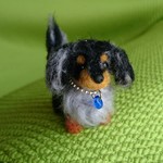 Mダックスフンドシルバーダップル  ストラップ 羊毛フェルト
