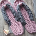 布ぞうり：sai-pisaraさまご予約品＊cameo pink24cm/black線描きヒマワリ