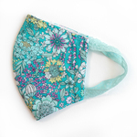 立体ダブルガーゼマスク　シフォン生地入り　Mサイズ　グリーンフラワー