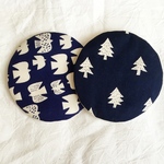   ＊  送料無料 モノトーン 鳥×木 コースター 2枚セット  ＊