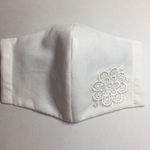 2枚セット 夏マスク ガーゼマスク 白マスク 花刺繍