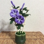 ちりめん細工:朝顔の飾り(紫)