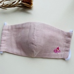 ✪ sale! アイヌ　刺繍　ダブルガーゼ　立体型　マスク　婦人用　ペールピンク　普通サイズ　ゴム付き⭐︎送料84円✪ 