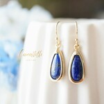 【５月☆限定１点】14kgf ラピスラズリのゴールドフレーム・ピアス ~ lapis ~