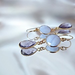 14KGF/ BLUE LACE AGATE AMETHYST EARRINGS