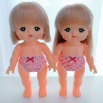 メルちゃんサイズ　パンツ２枚セット　お花柄とピンクチェック