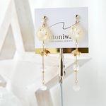 【限定品✴︎50%OFF✴︎SALE】Short Chain & Hexagon イヤリング／ピアス｜White Pearl (ホワイトパール)｜金属アレルギー対応