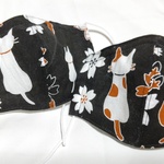 和柄猫さんの立体ガーゼマスク❁❀✿✾黒マスク❁❀✿✾Mサイズ❁❀✿✾ちょっと難あり