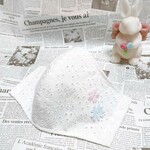 ピンク×ブルー🌼お花モチーフ付き大人用立体レースインナーマスク☆マスクゴム付き