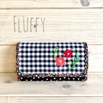 check & flower 02  長財布