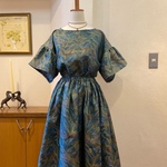 着物リメイク　ジベルニーの庭＊紬セットアップスカート裏地付き＊ハンドメイド＊１点もの