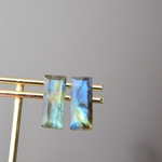 ラブラドライトのレクタングルピアス/イヤリング