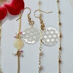 18.5ミリ！ホワイトシェルのレース「麻」ピアス ✨