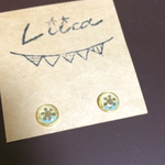 ◯ ゴールド×緑 イヤリング（ピアス）