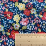 ダブルガーゼ 50X100 フラワー 紺